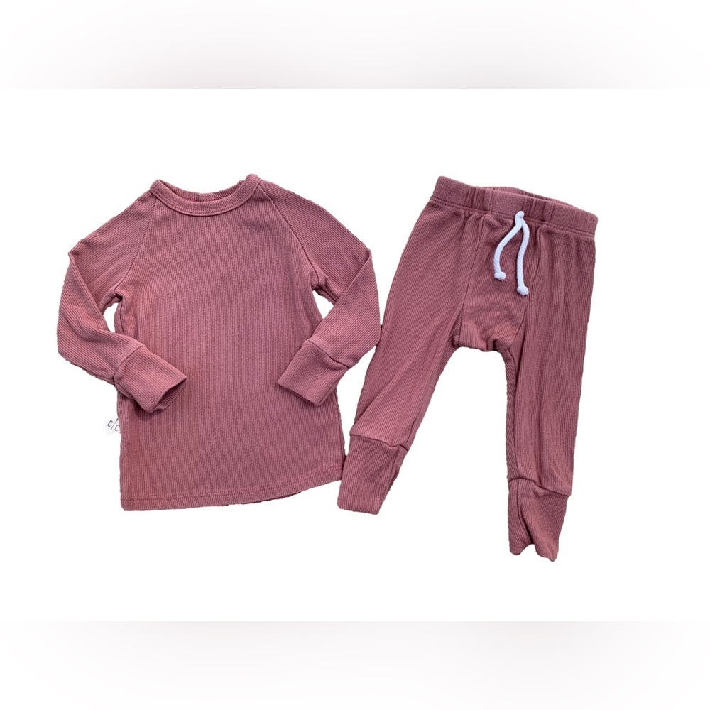 Childhoods Clothing Size 3-6 Months Modal Ribbed Knit Neutral Lounge Set